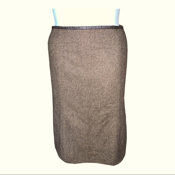 Tribal Brown Wool Blend Pencil Skirt Size 12 Lined Career Office Classic - Picture 3 of 9